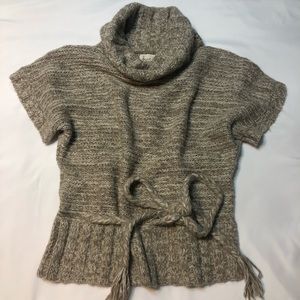 Kenji, cowl neck knit top.